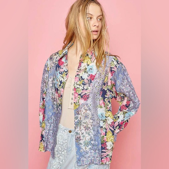 POL floral high low button up - Picture 1 of 6